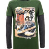 Bluza ML baieti cu imprimeu verde GRIND THE CITY