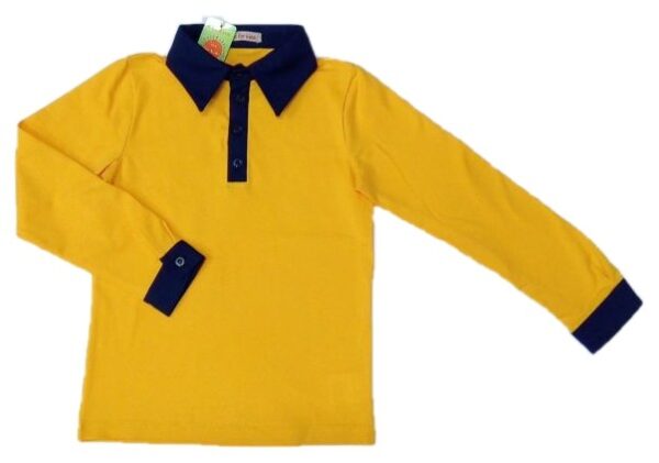 Tricouri POLO copii maneca lunga ROMA galben contrast bleumarin