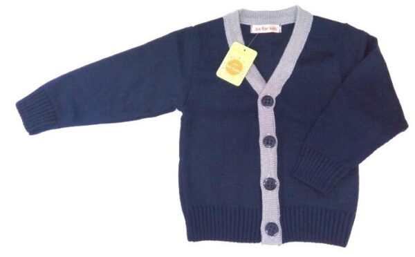 Jacheta tricotata baieti RARES 1-12 ani, bleumarin/gri