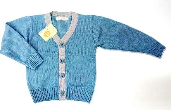 Jacheta tricotata baieti RARES 1-12 ani, bleu/gri