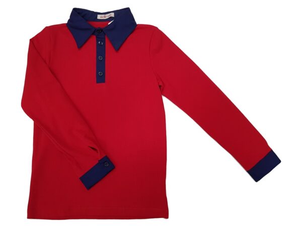 Tricouri POLO copii ROMA rosu contrast bleumarin
