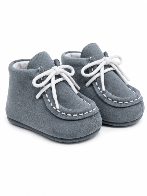 Pantofiori bebe piele naturala gri