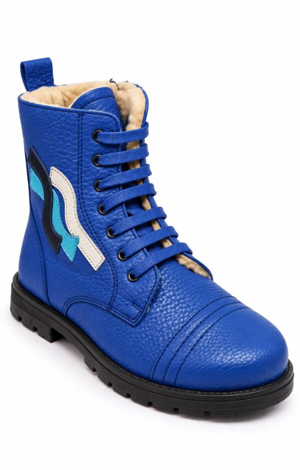 Ghete imblanite baieti piele naturala KING BLUE