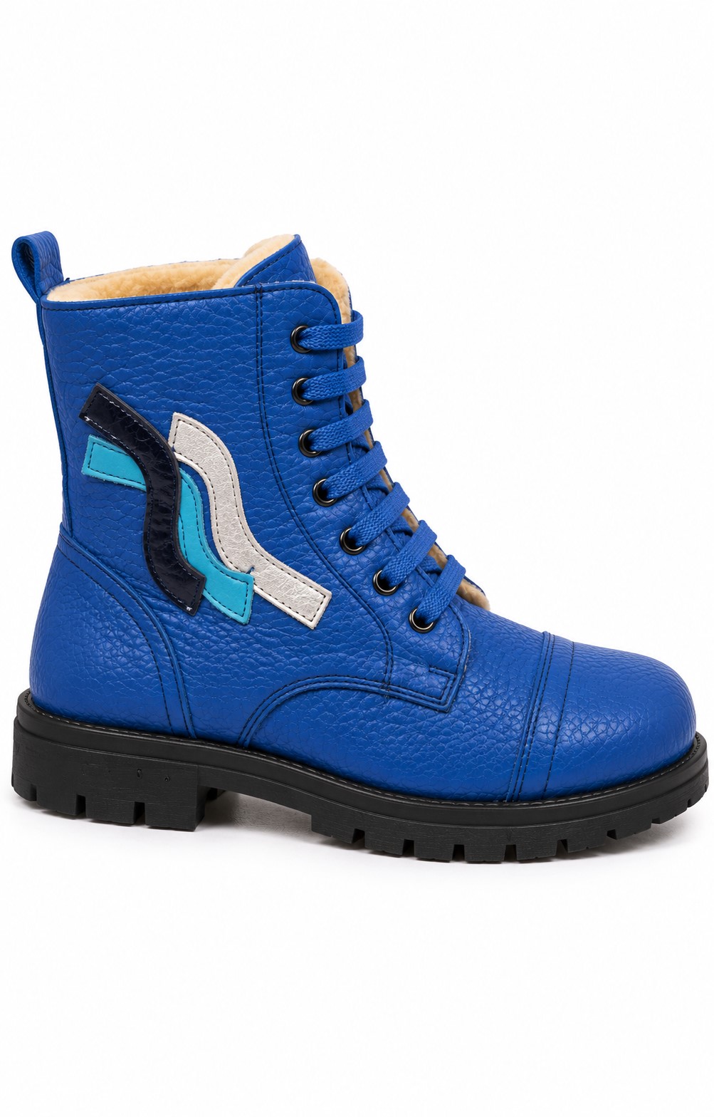Ghete imblanite baieti piele naturala KING BLUE1