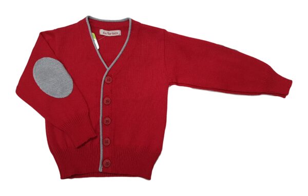 Jacheta tricotata baieti ANDREI 1-4 ani, rosu/gri