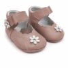 Pantofiori botez piele naturala roz prafuit