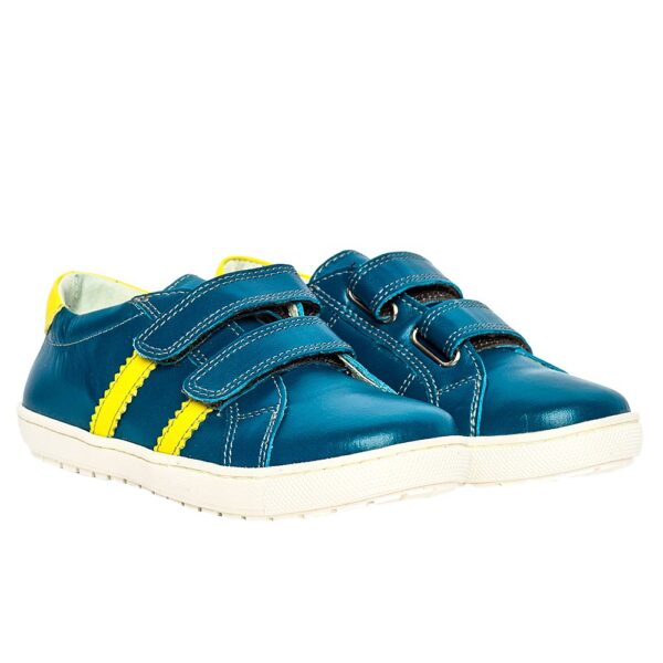 Pantofi sport piele copii SKATE bleumarin cu galben
