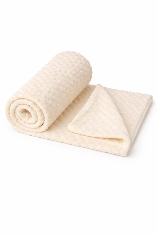 Păturică bebe botez crem SOFFI