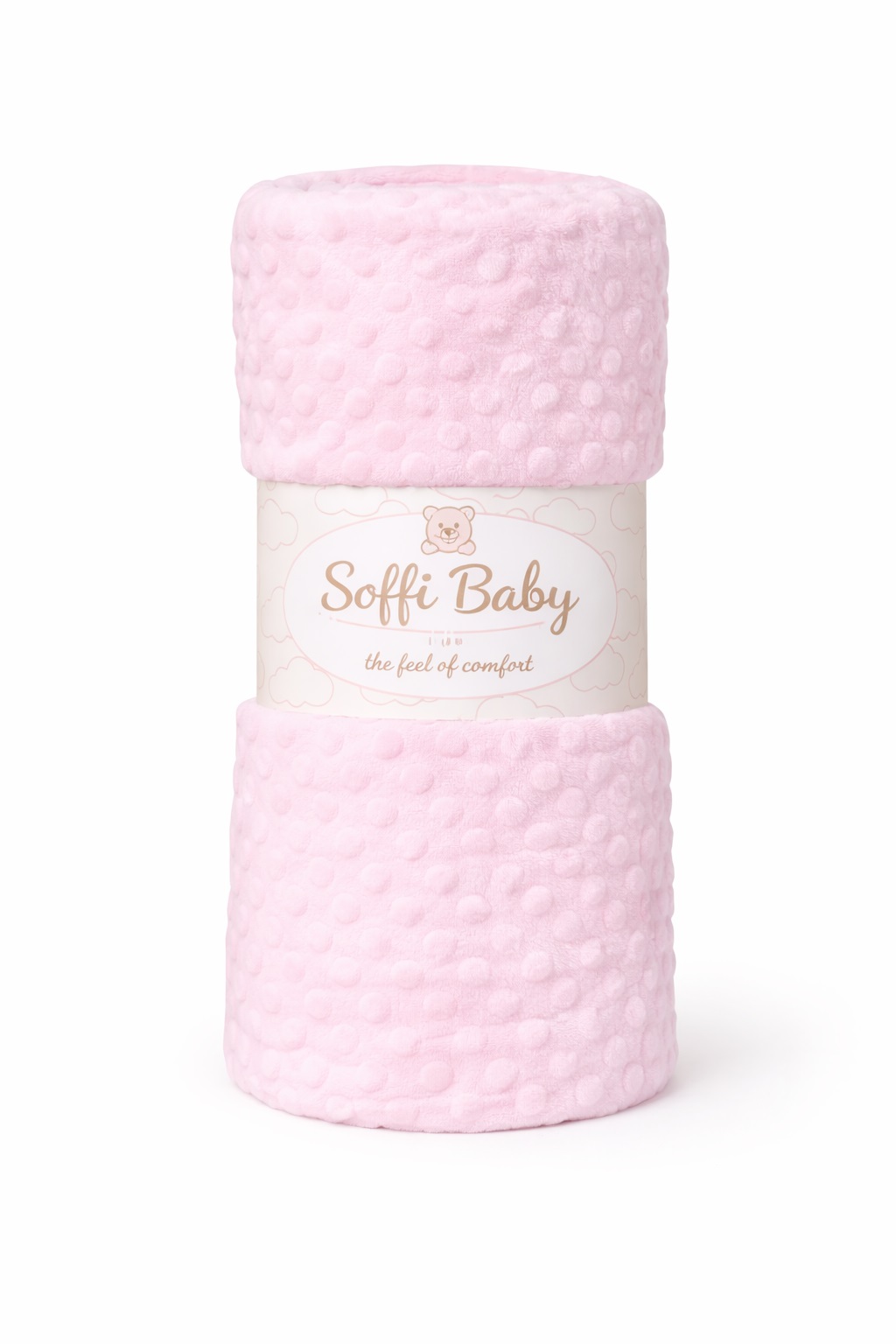 Păturică bebe botez pufoasă roz SOFFI1