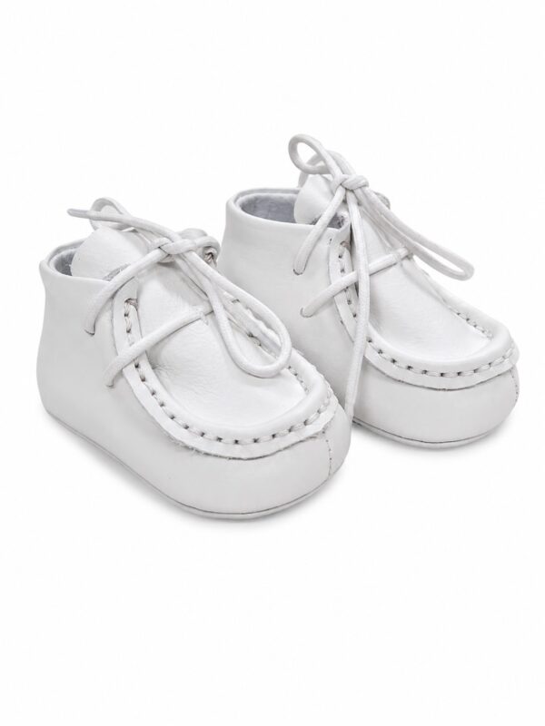 Pantofi albi botez bebe piele naturala