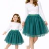 Fusta tull verde smarald fete