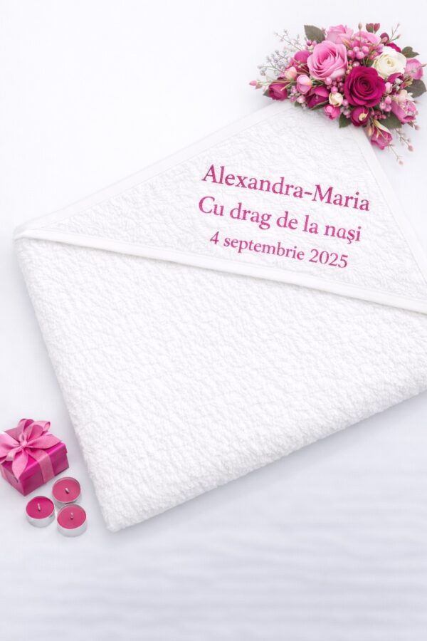 Prosop personalizat bebe botez roz
