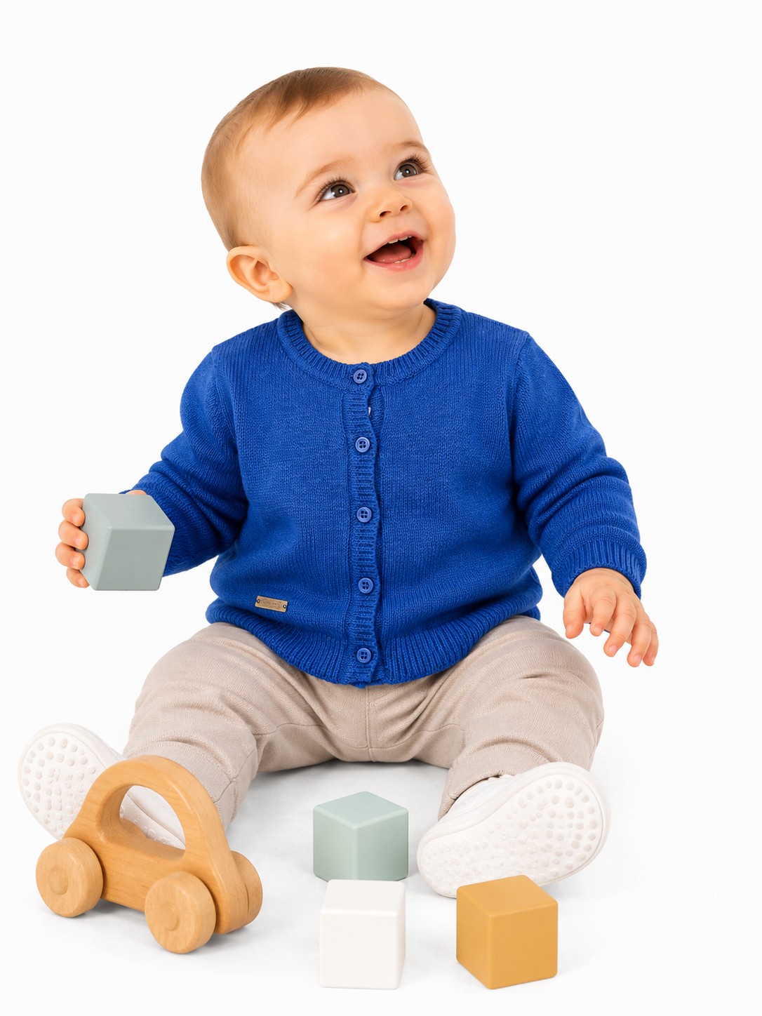 Cardigan tricotat copii MINORA bleu blug