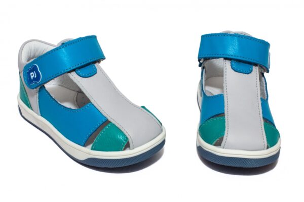 Sandale baieti piele naturala PABLO Blue/Gri