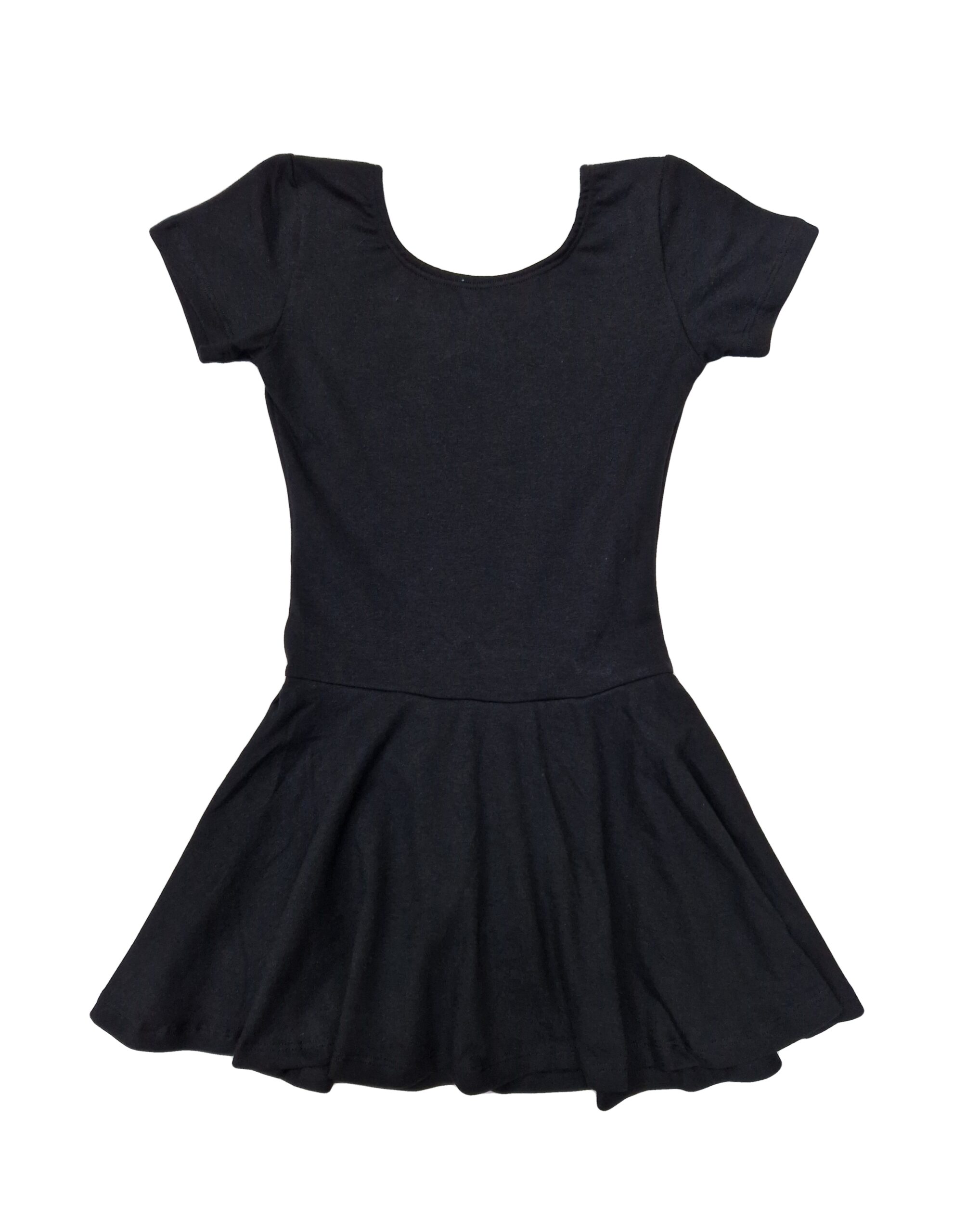 Costum gimnastica fete maneca scurta cu fusta, Negru