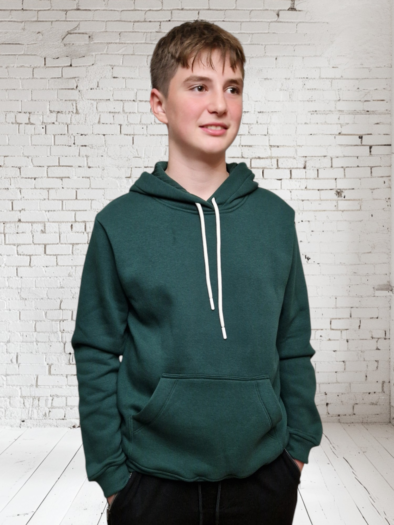 Hanorac cu gluga STREET VIBE verde smarald