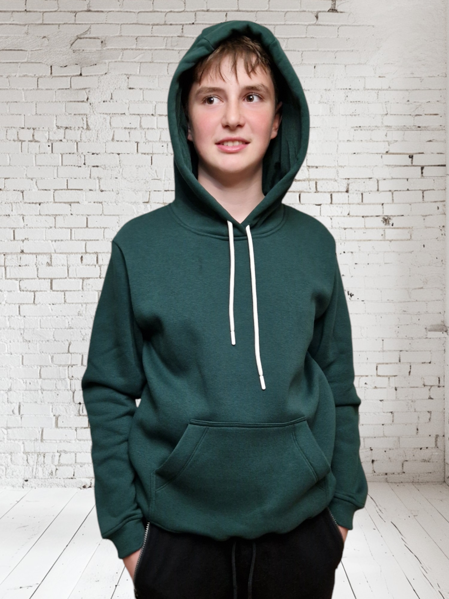 Hanorac cu gluga STREET VIBE verde smarald1