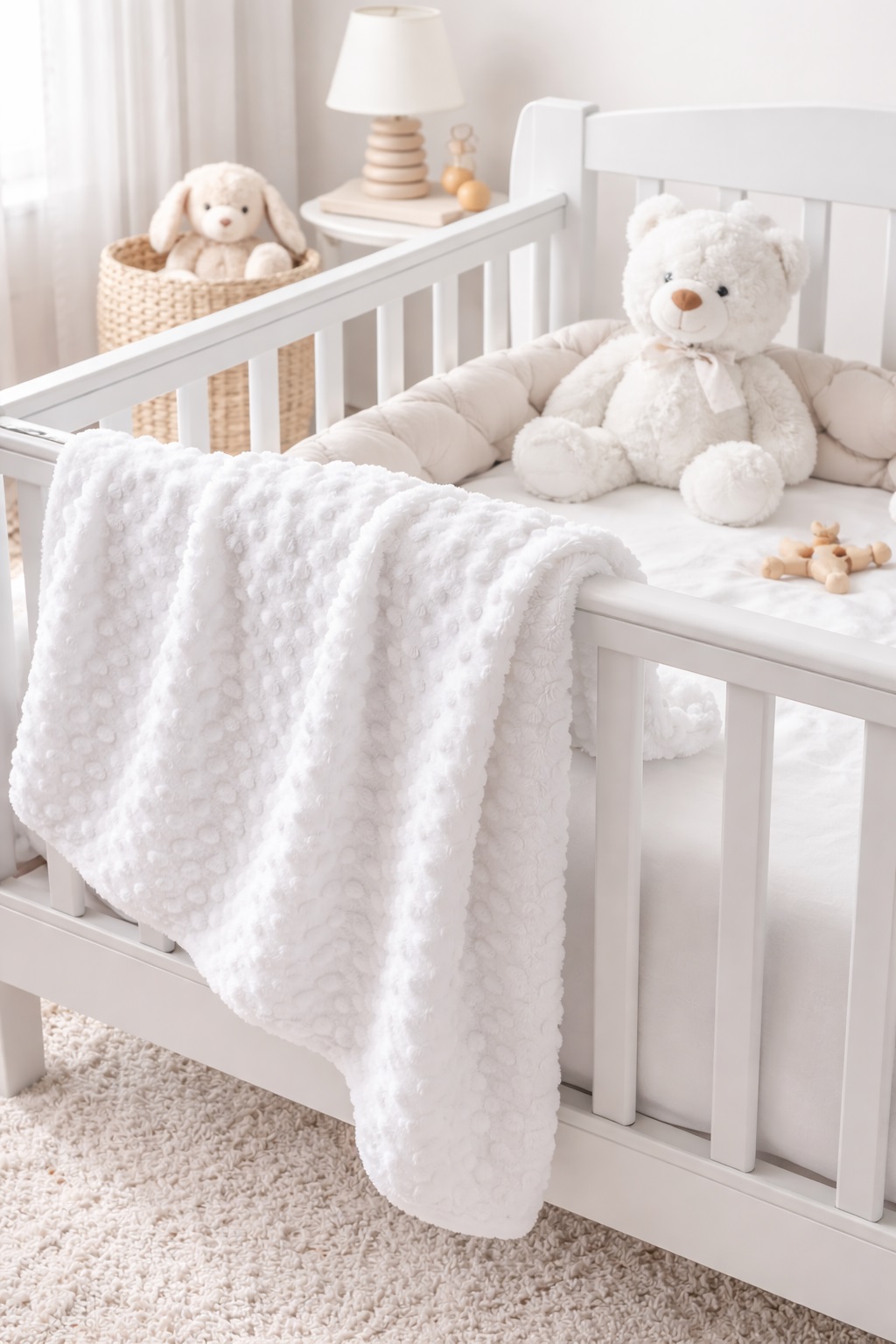 Păturică bebe botez albă SOFFI2