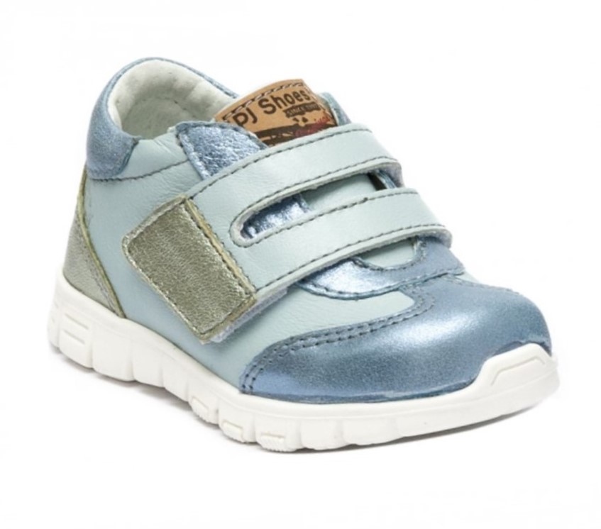 Adidasi fete din piele cu talpa flexibila si talonet TOKYO blue sidef