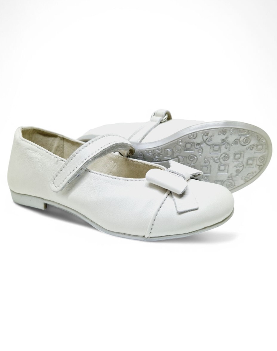 Balerini piele naturala CHERRY alb2