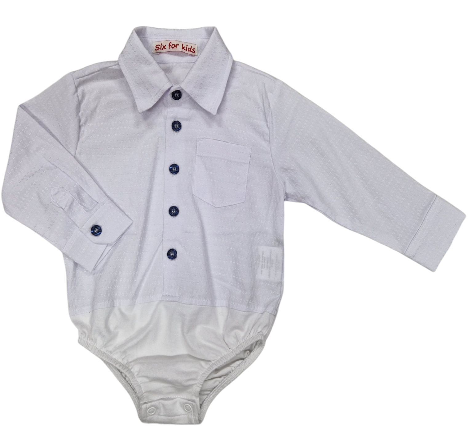 Camasa body baieti maneca lunga alb contrast