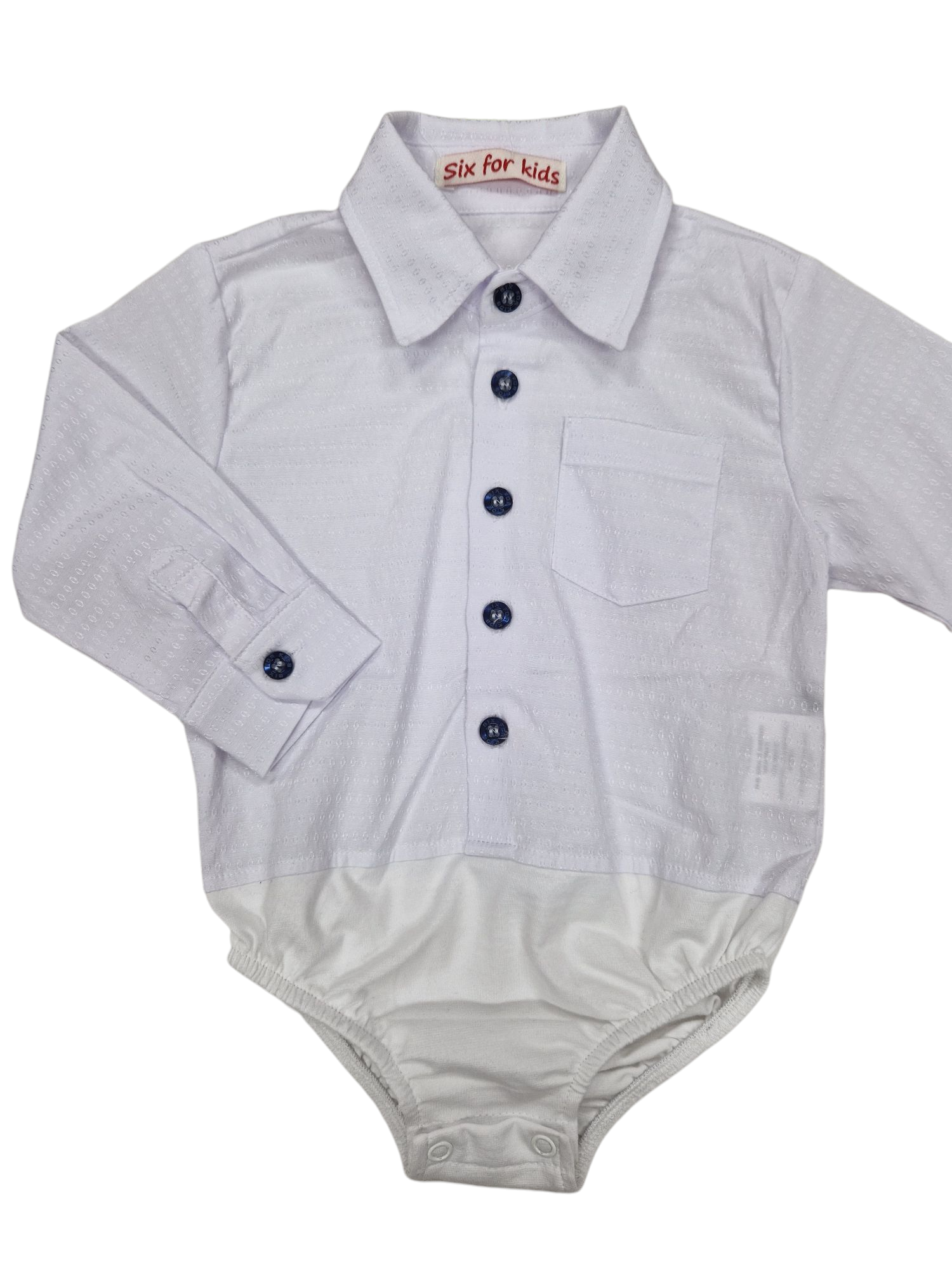 Camasa body baieti maneca lunga alb contrast1