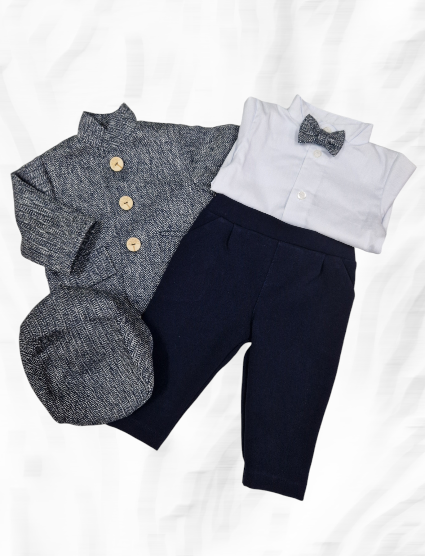 Costum botez baieti MATEI, stofa bleumarin