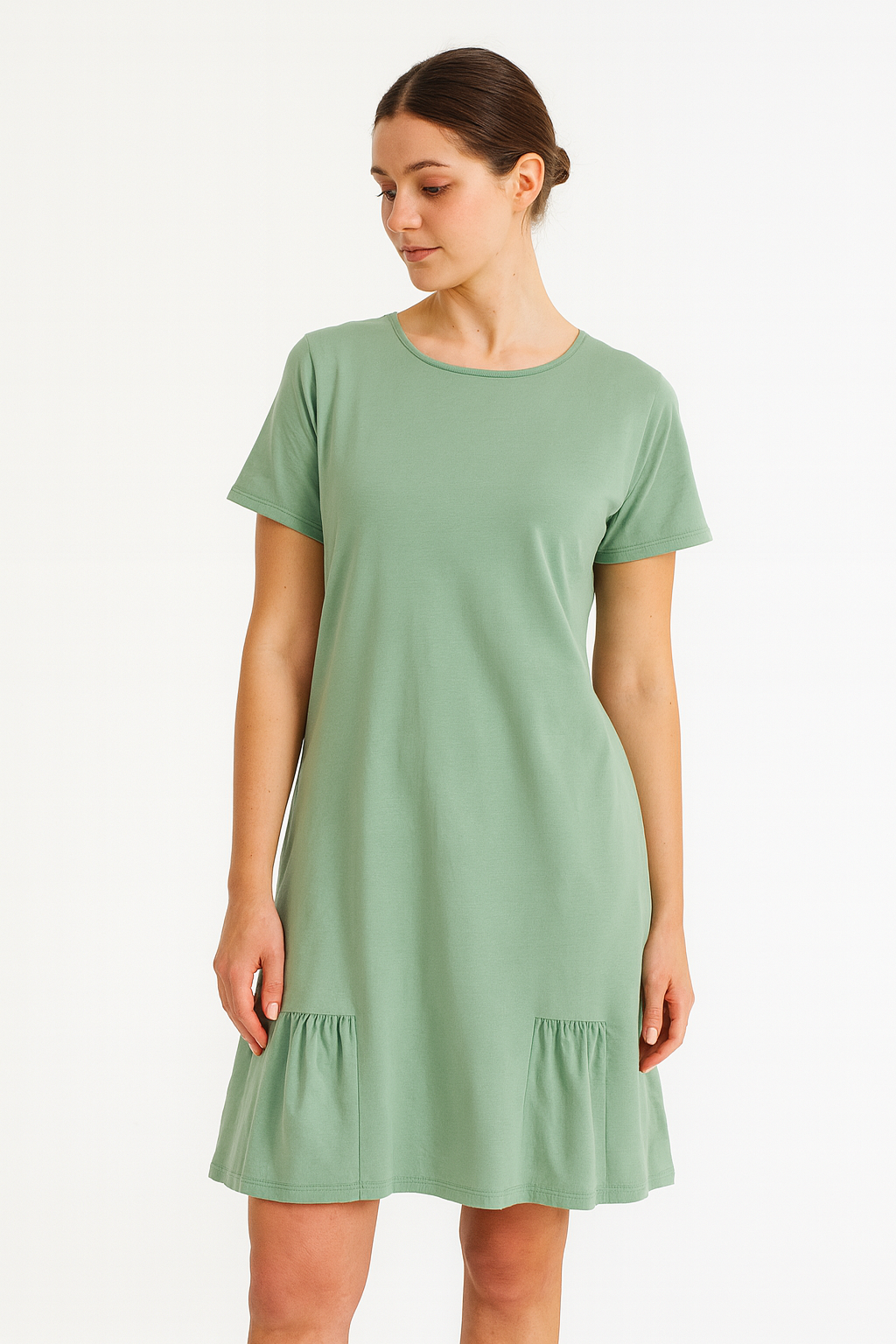 Rochie din bumbac dama AMELIA verde1