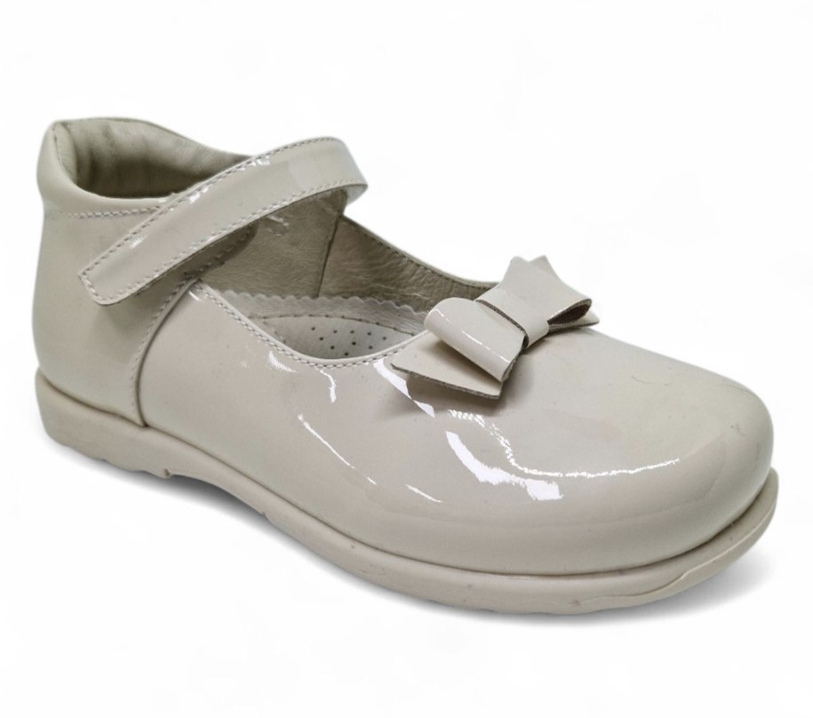 Balerini piele naturala lacuita BAMBY ivory