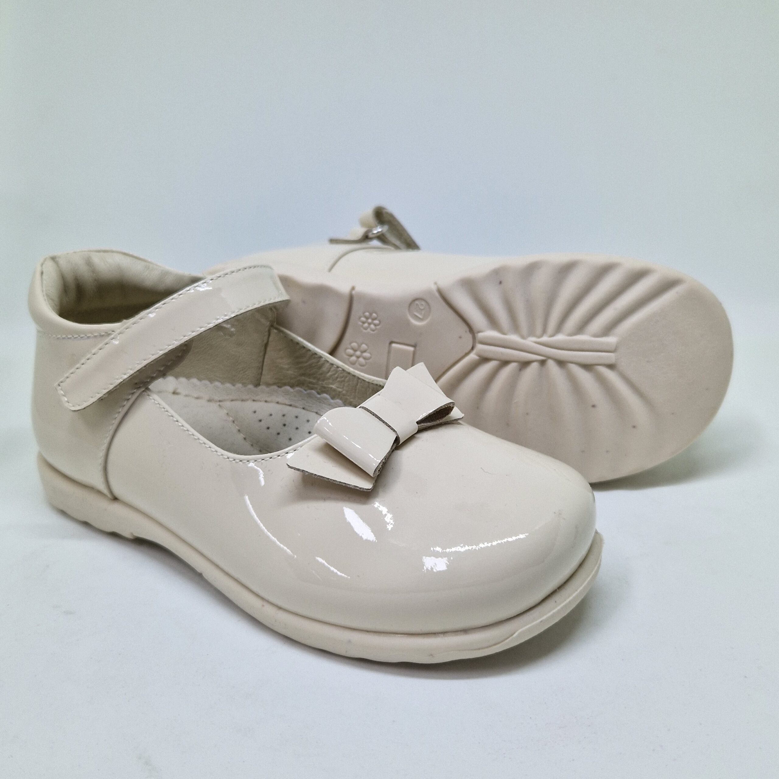 Balerini piele naturala lacuita BAMBY ivory2