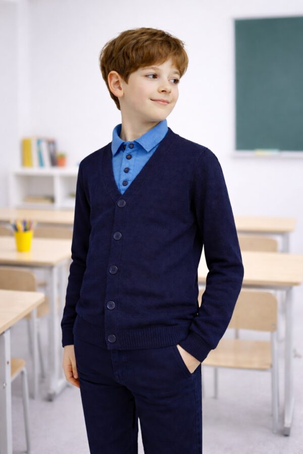 Cardigan copii DOREL 5-16 ani bleumarin uni