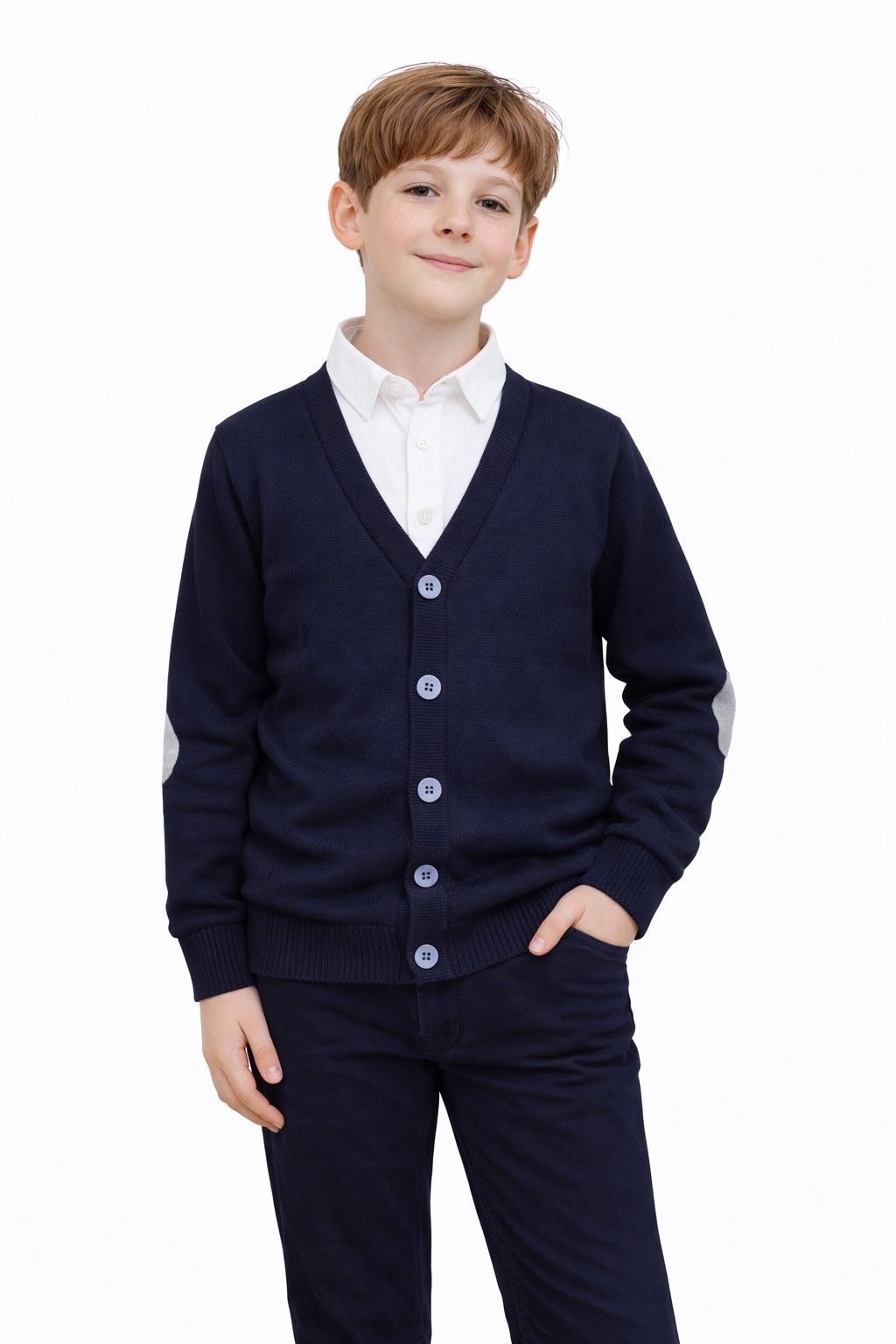 cardigan baieti scoala bleumarin gri Dorel