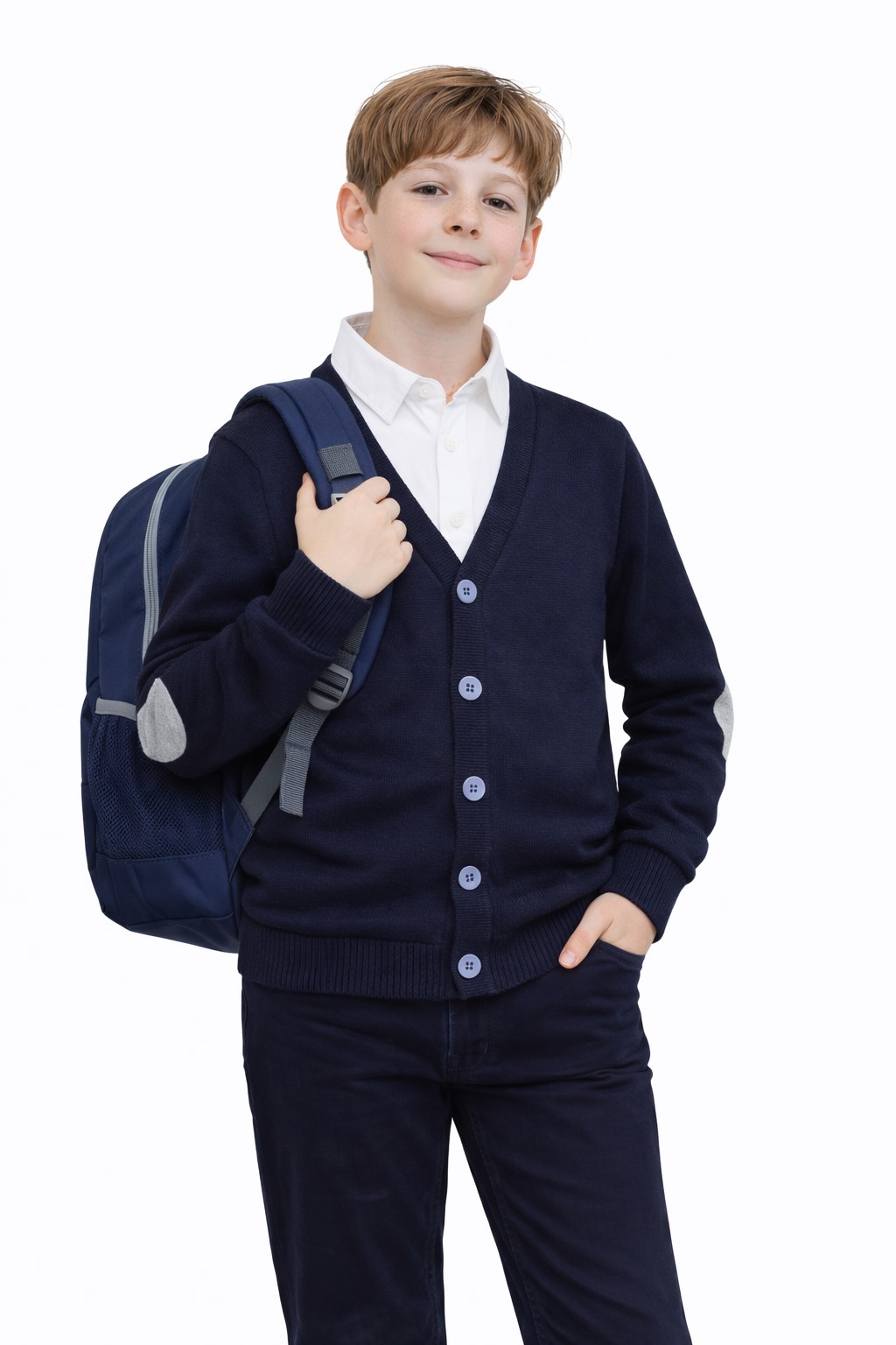 cardigan baieti scoala bleumarin gri Dorel2