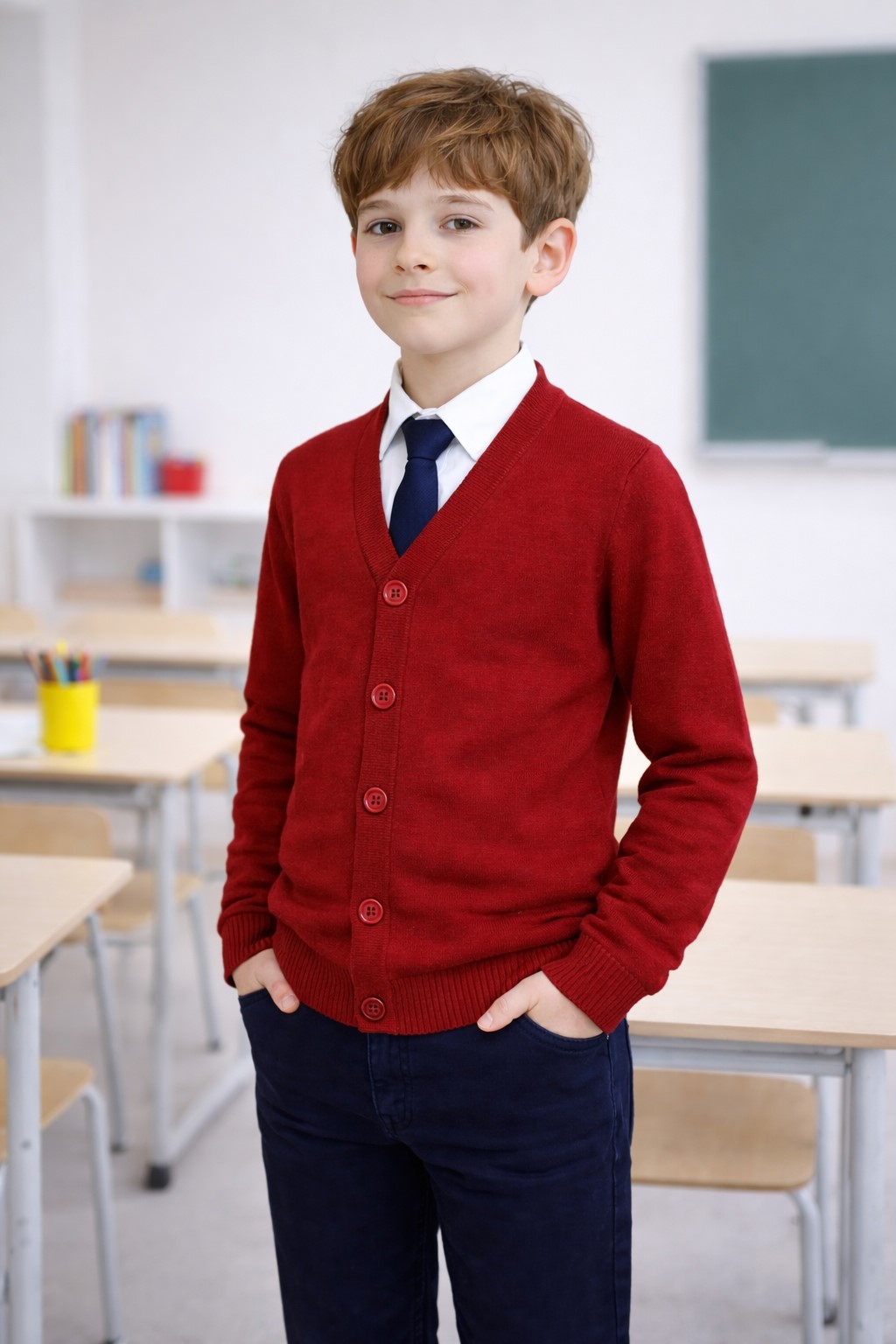 cardigan baieti scoala grena Dorel1