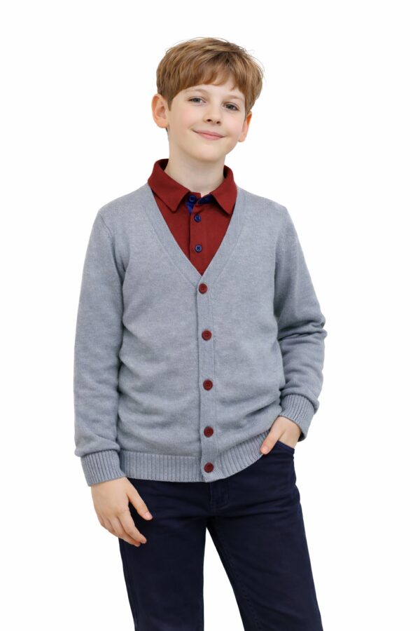 Cardigan baieti gri cu grena DOREL