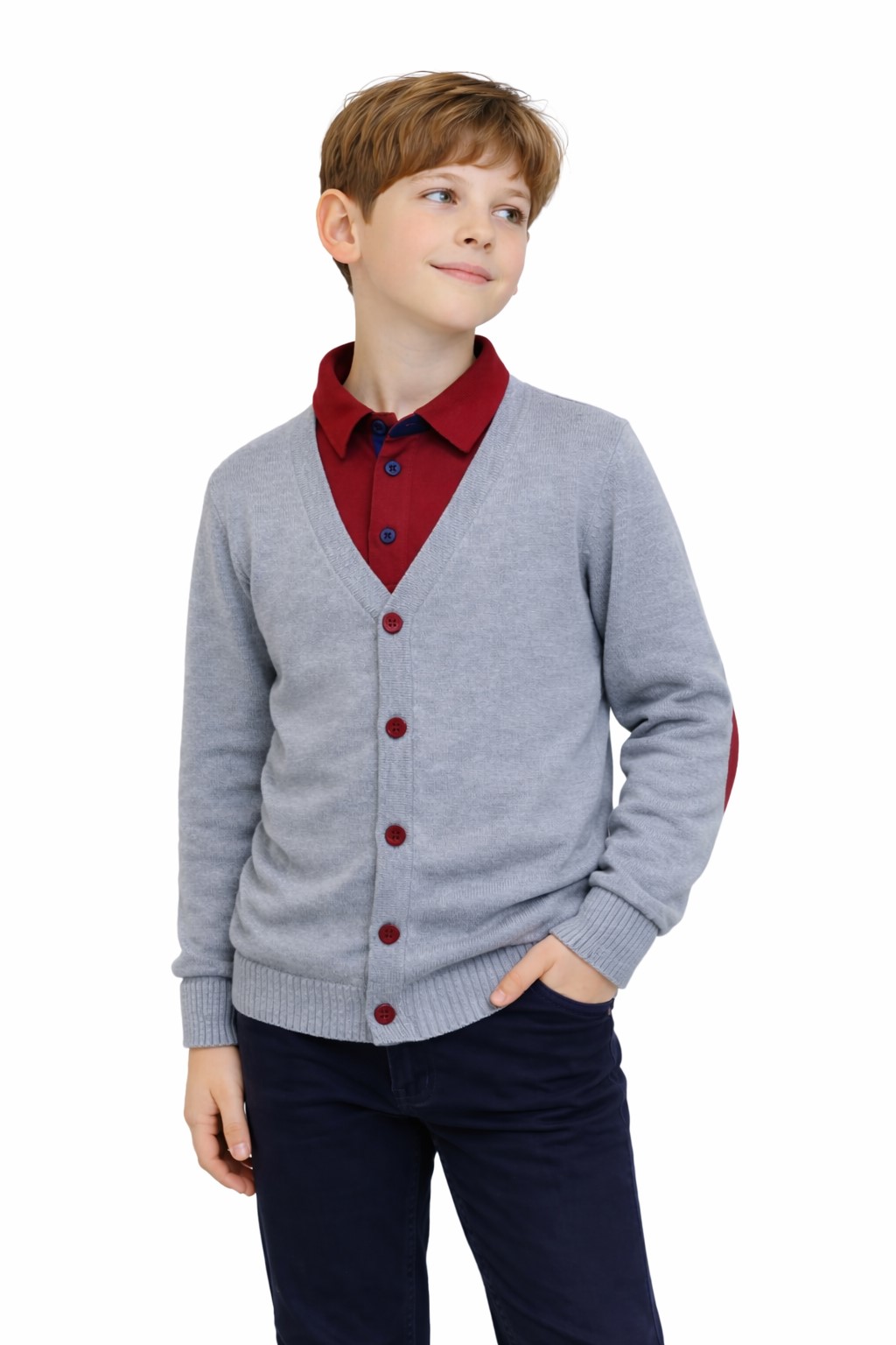 cardigan baieti scoala gri grena Dorel2
