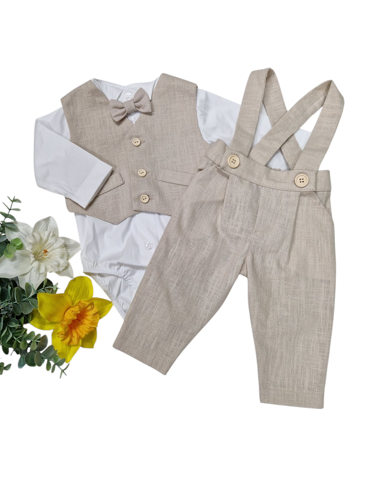Costum de in pentru botez baiat VICTOR, bej