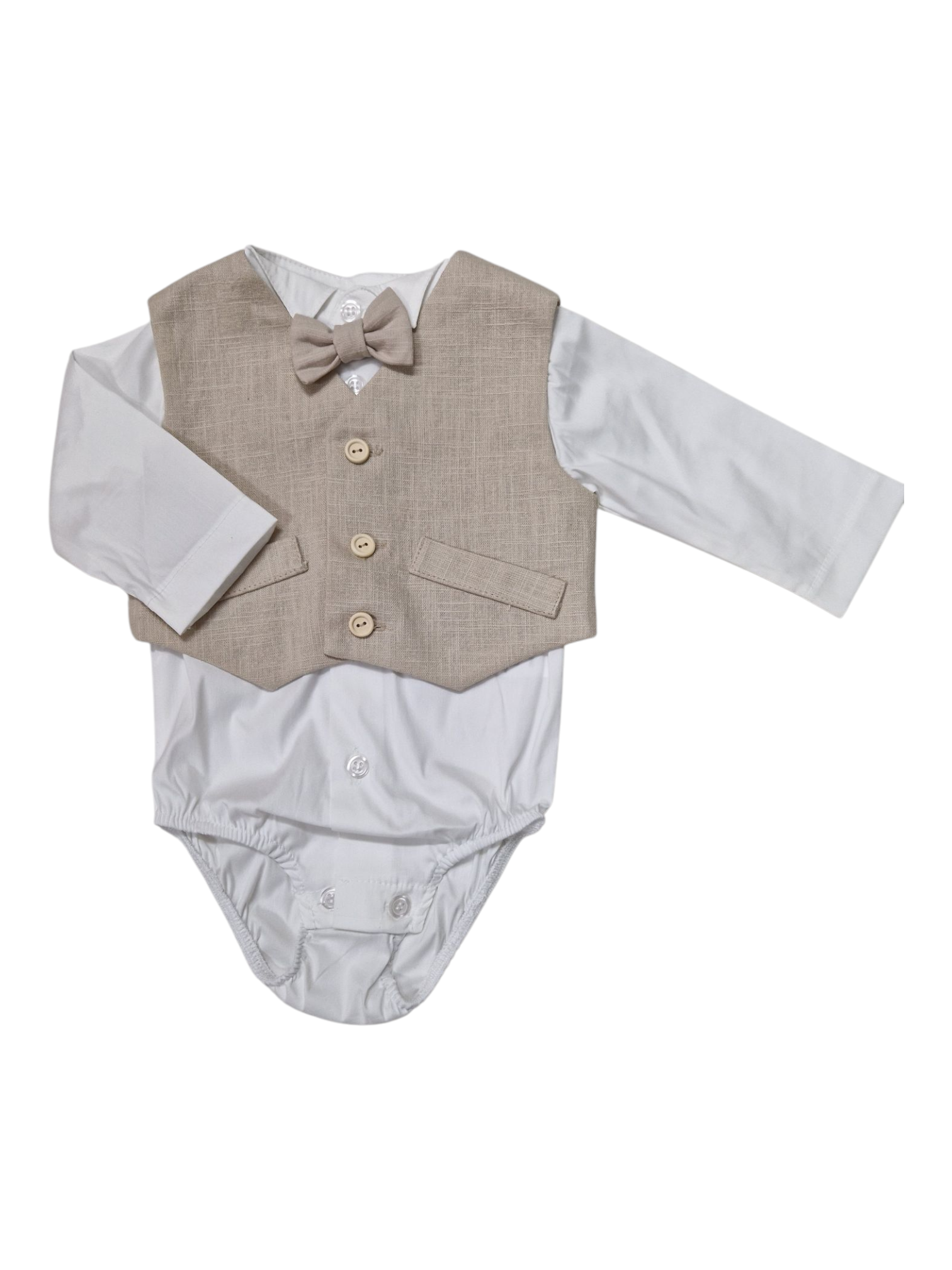Costum de in pentru botez baiat VICTOR, bej1