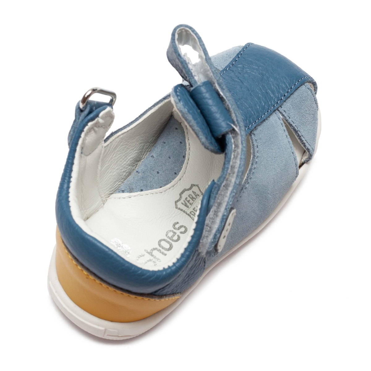 Sandale baieti din piele cu talonet si talpa flexibila Pablo blue 18-263