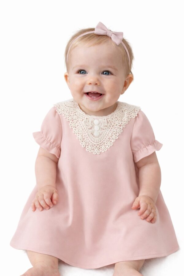 Rochita botez fete BABY LAVINIA roz