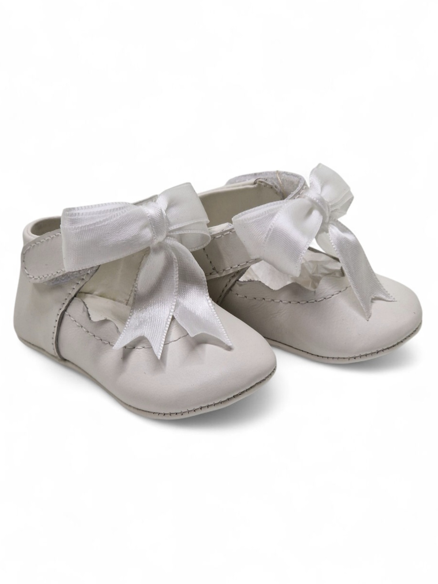 Balerini botez fete piele naturala LORE, alb1