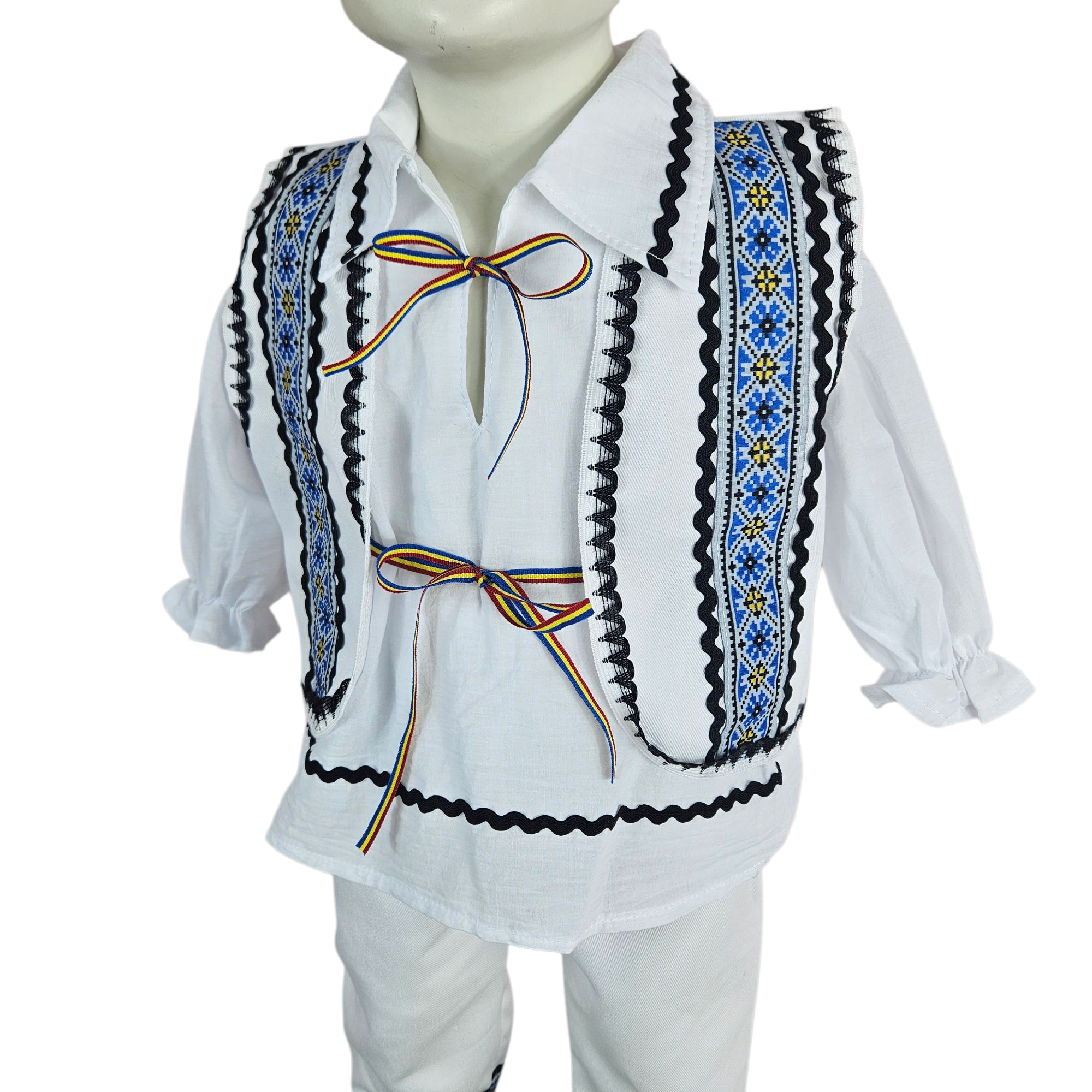Costum popular botez baieti TRADITII, 0-12luni albalbastru1