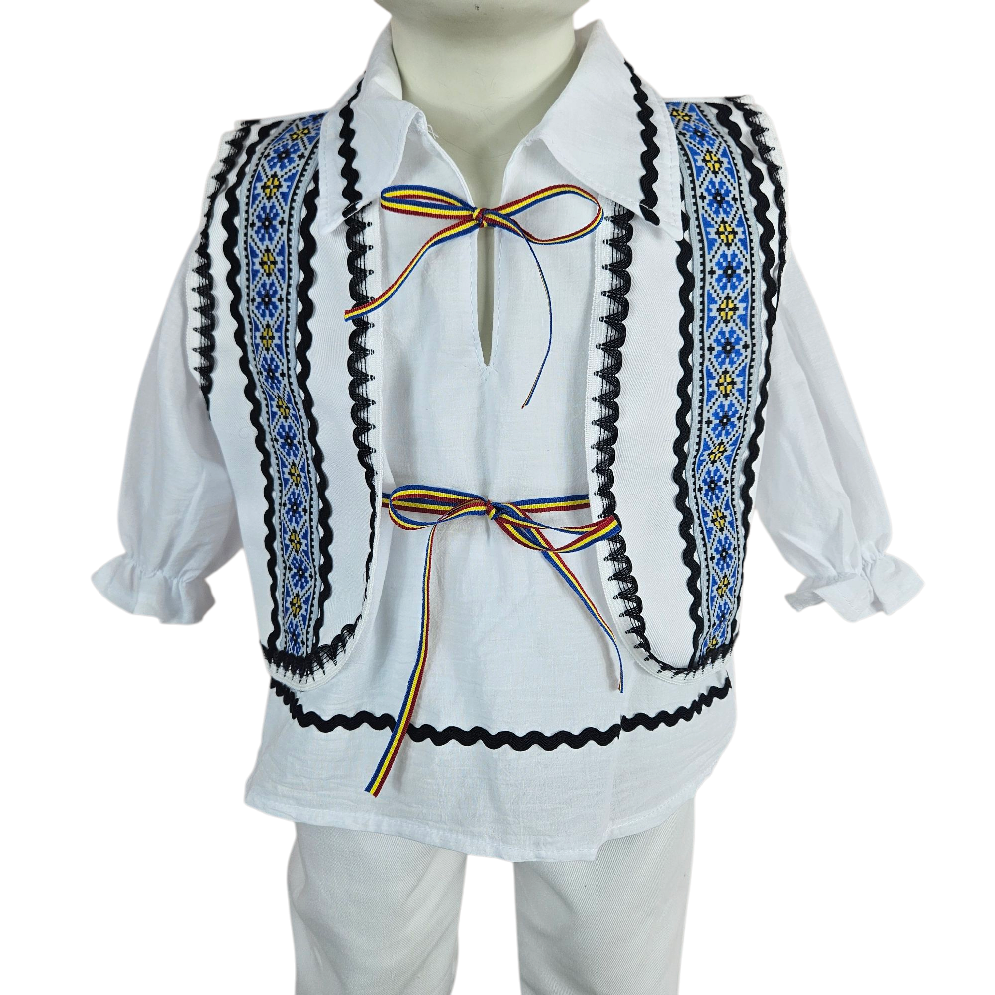 Costum popular botez baieti TRADITII, 0-12luni albalbastru2