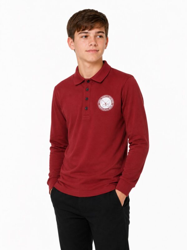 Bluza baieti GABRIEL grena contrast cu emblema