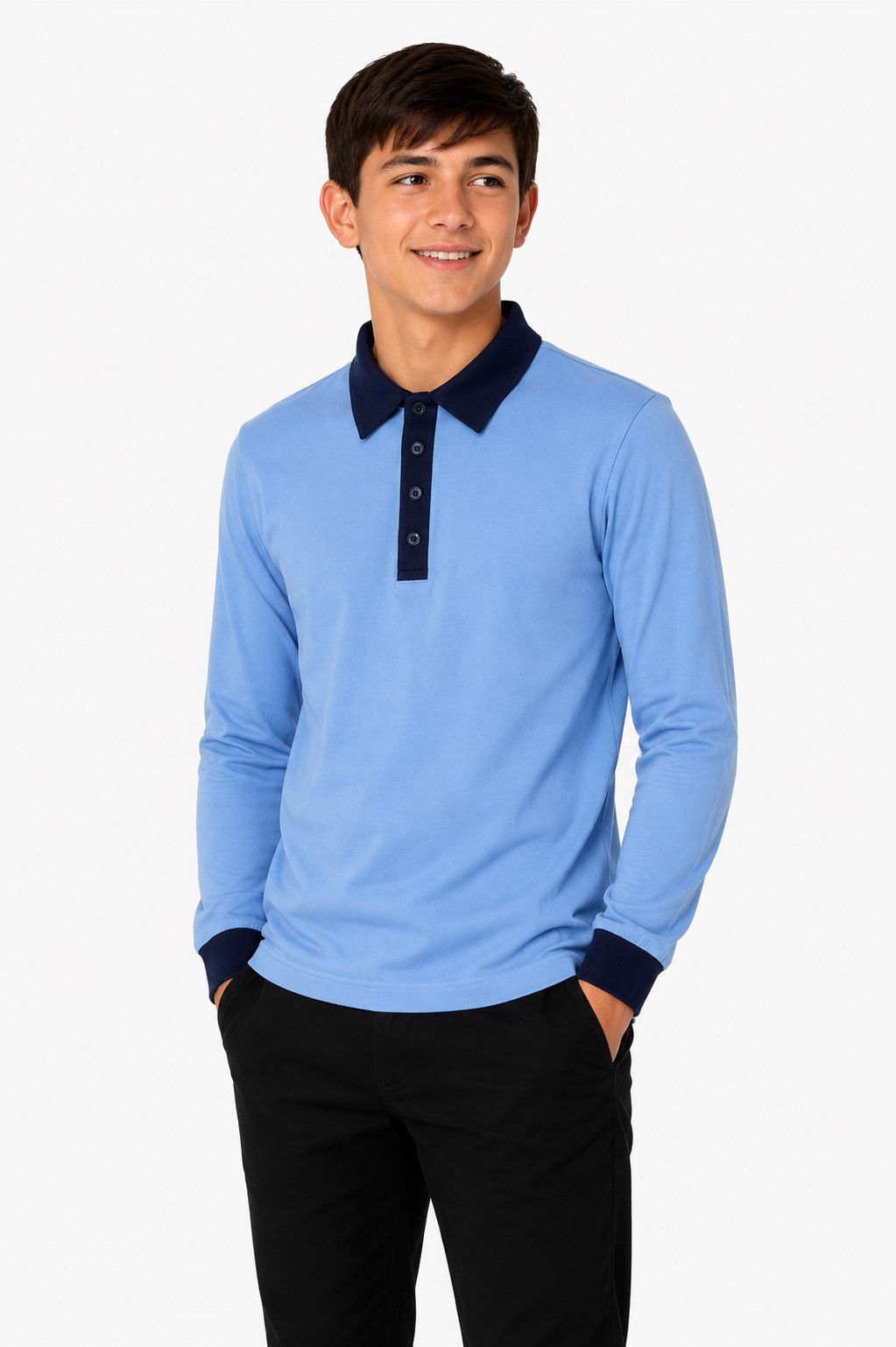 Bluza scoala baieti ROMA albastru contrast
