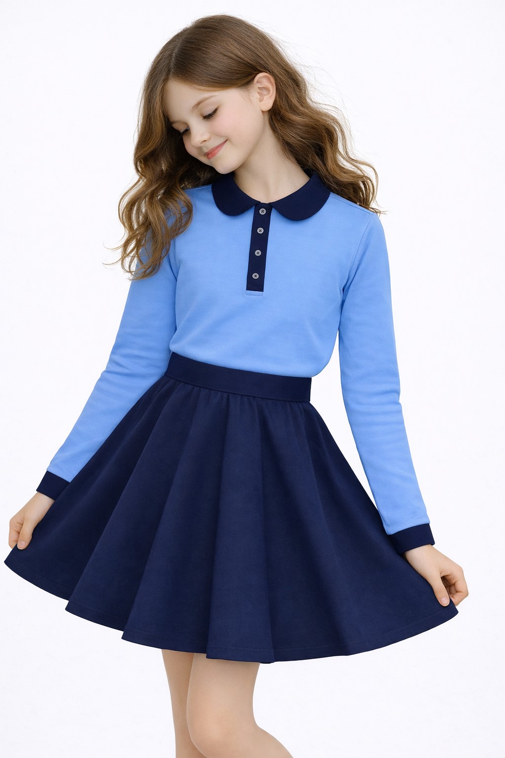 bluza scoala fete Romina albastra1
