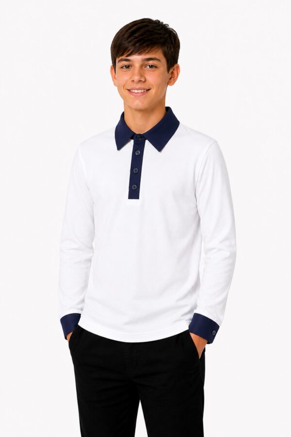 Bluza scoala baieti ROMA alba contrast