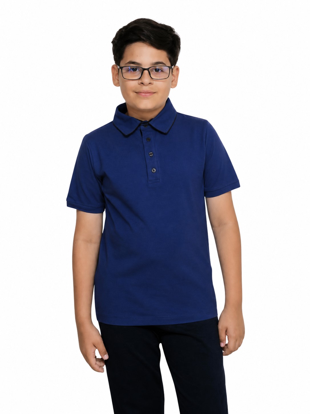 tricou polo scoala gabriel indigo