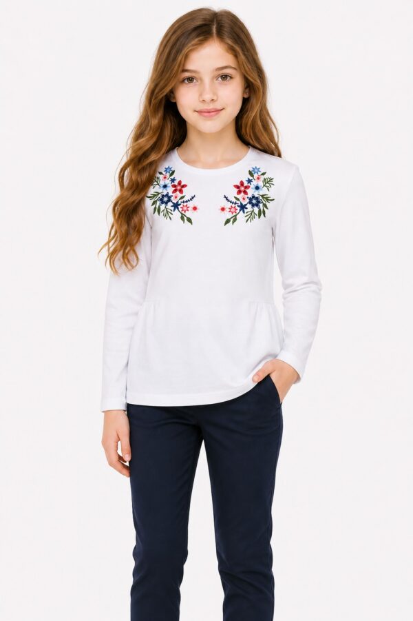 Bluza alba fete cu broderie ANA
