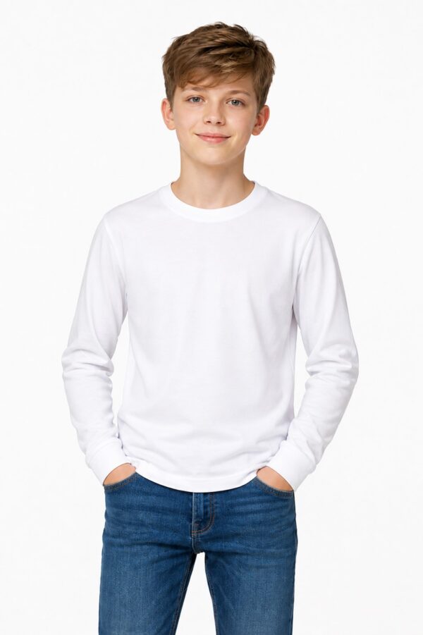Bluza alba baieti maneca lunga
